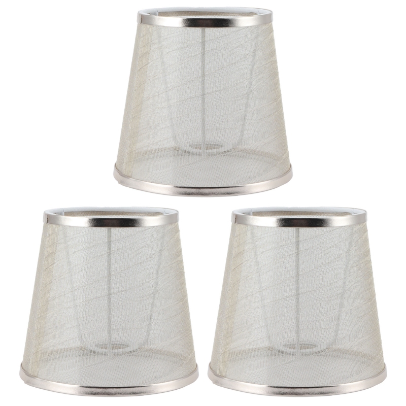 Set Mit 3 Meson E14 Stofflampenschirmen, Europäischer Moderner Stil, Goldfarben, Für Kerzenleuchter.