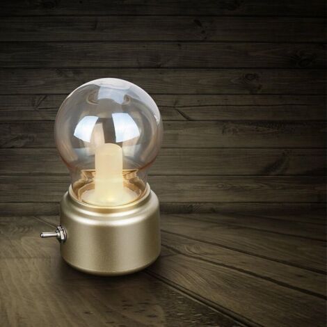 Retro-usb-wiederaufladbare Nachttischlampe, Led-tischlampe, Nachtlicht, Mini-schreibtischlampe Für Schlafzimmer Und Bürobeleuchtung (gold)