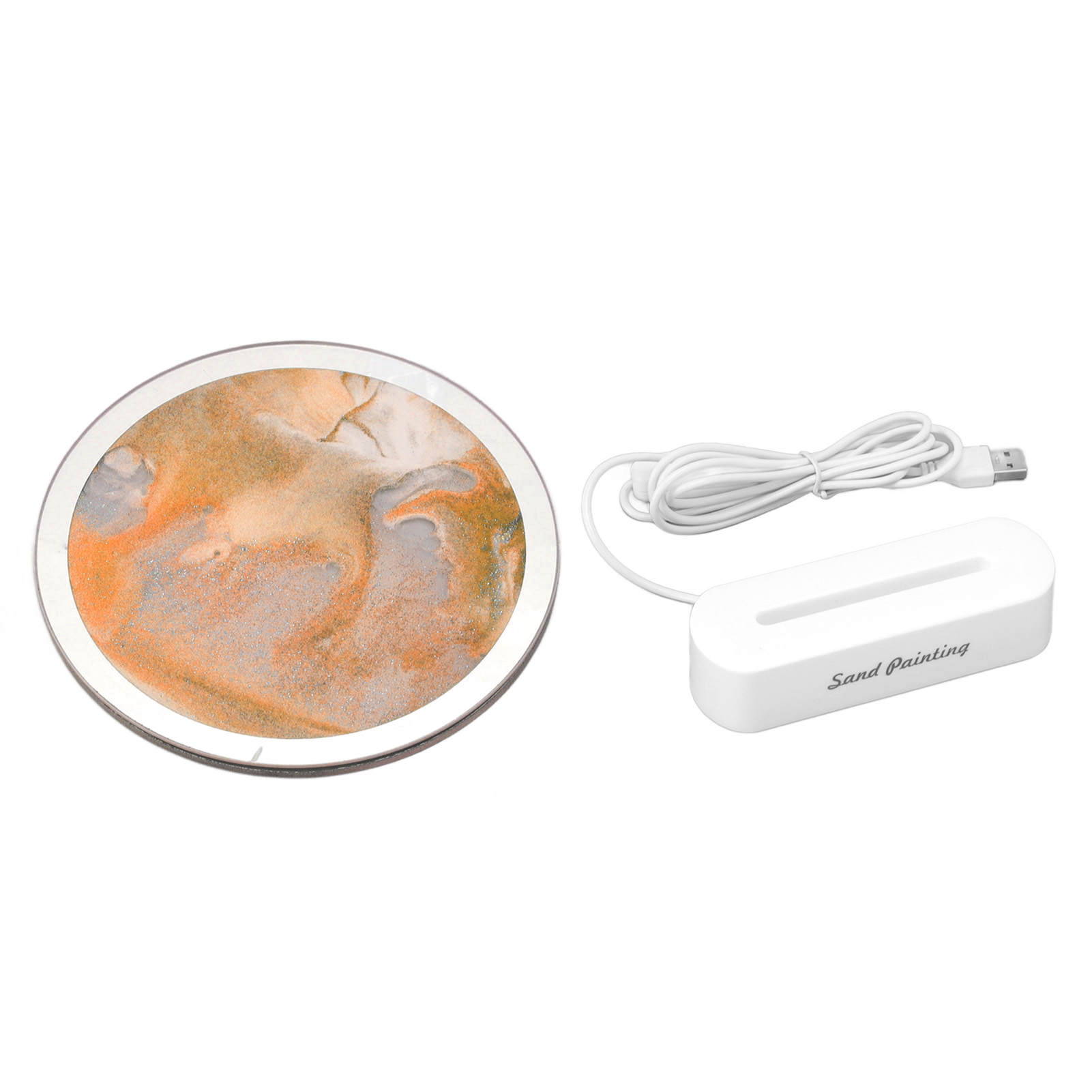 Fluid Sand Stehlampe Mit Usb-anschluss Und Augenschutz – Dekorative Kunstlampe Für Wohn- Und Schlafzimmer, Gelb