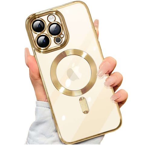Magsafe Hülle Für Apple Iphone 14 Pro Max, Alogy Glamour Luxus-ringhülle, Gold Transparent
