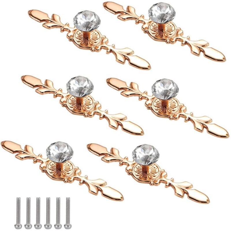 Türknöpfe Aus Goldenem Kristall Mit Diamantfinish – 6er-set Für Möbel Und Schränke, Elegantes Und Schickes Design