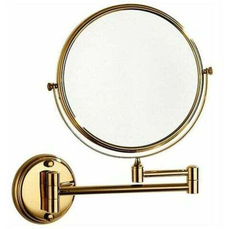 Wandmontierter Kosmetikspiegel Aus Vergoldetem Messing, 3-fache Vergrößerung, 20 Cm Durchmesser – Elegantes Und Funktionales Design Für Das Badezimmer