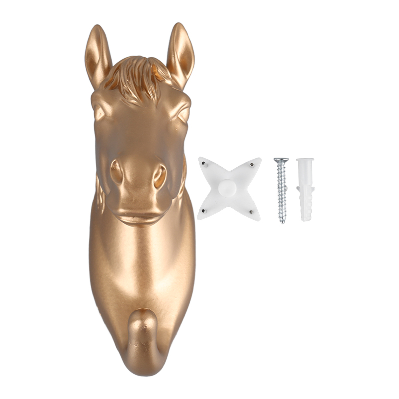 Tierförmiger Wandhaken Aus Kunstharz, Goldenes Pferd