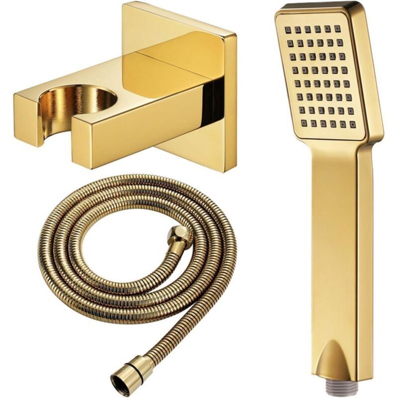 Quadratische Handbrause Aus Goldfarbenem Abs – Komplettes Set Mit Schlauch Und Spa-massagefunktion