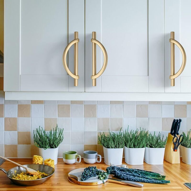 Küchenschrankgriffe In Gebürstetem Gold – 2er-set, 128 Mm Lochabstand, Modernes Und Elegantes Design Für Küchenmöbel