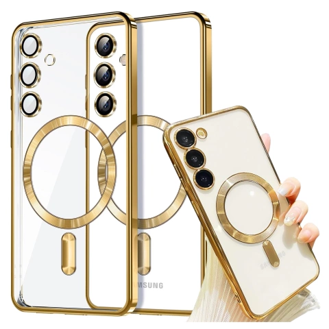 Samsung Galaxy S24 Fe Alogy Luxeshield™️ Glamour Luxury Ring Magsafe Hülle Mit Kameraabdeckung Gold