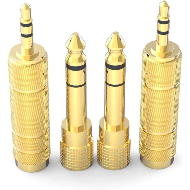 3,5-mm-auf-6,35-mm- Und Reverse-audio-adapter – 4er-pack, Vergoldete Stecker, Kompatibel Mit Gitarre, Klavier, Smartphone Und Kopfhörern