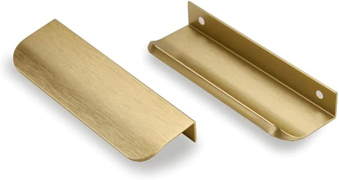 Set Mit 10 Unsichtbaren Küchenschrankgriffen, Goldfarbene Bürstengriffe – Küchenschubladengriffe, Messing-bürstengriffe, Aluminiumlegierungs-bürstengriffe – 96 Mm Lochabstand
