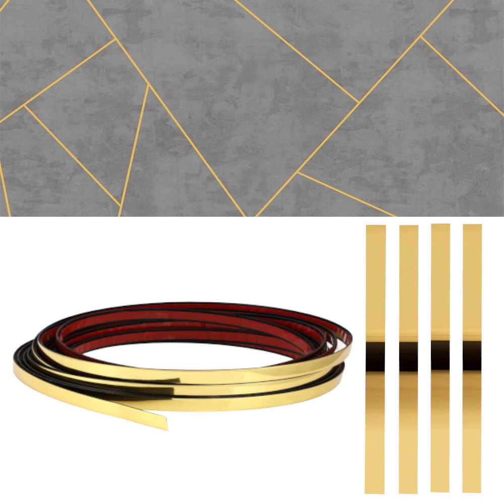 Goldenes Pvc-dekoratives Streifen 9 Mm Flach