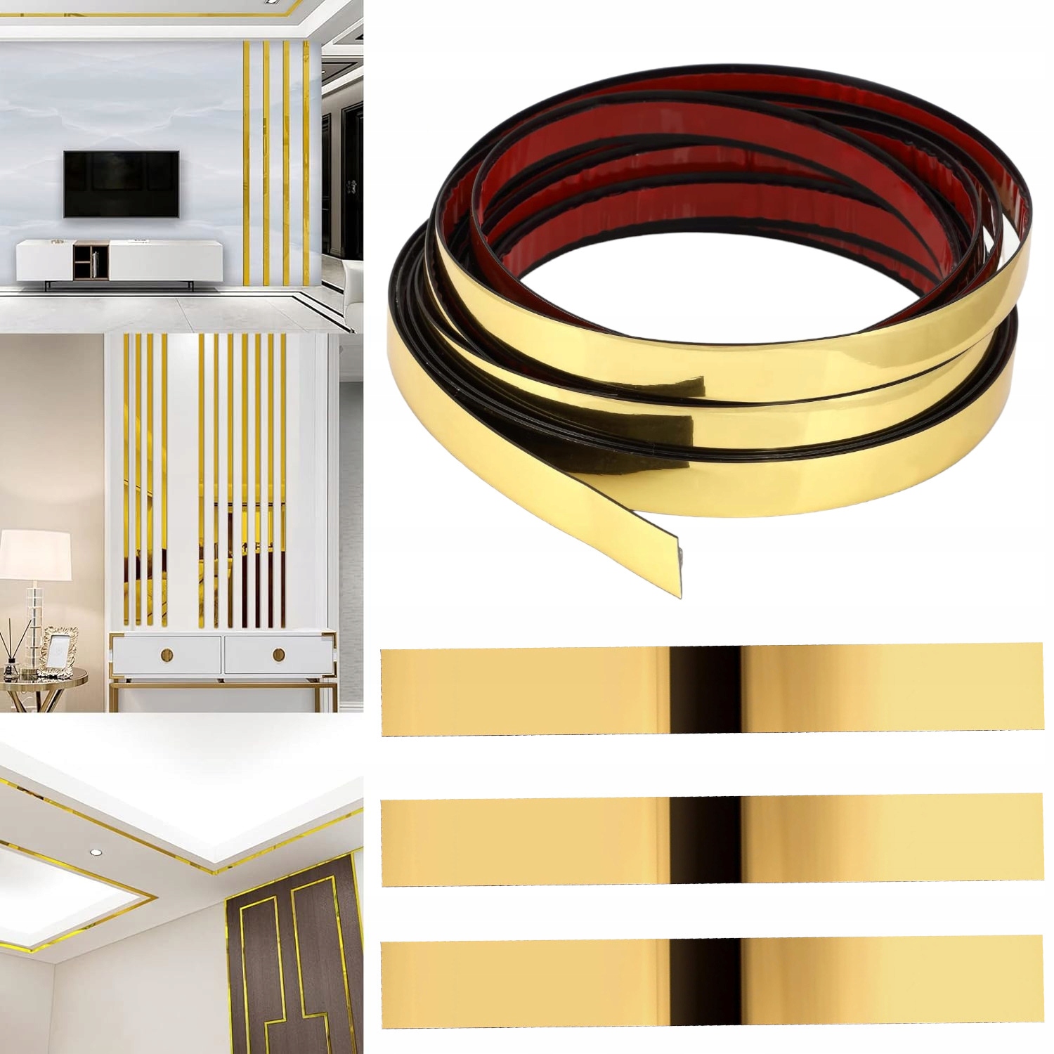 Dekorativer Streifen Aus Goldfarbenem Pvc, 14 Mm Breit, 10 Meter Lang, 1,4 Cm Breit, Glänzend