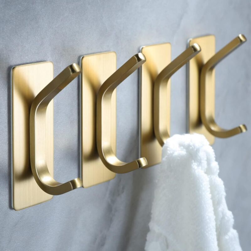 Hochleistungs-klebehaken – 4er-pack In Gebürstetem Gold, Max. Traglast 13,6 Kg, Montage Ohne Bohren
