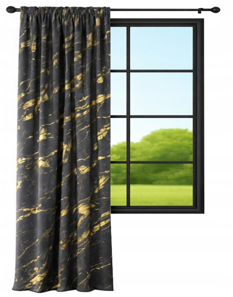 Samtvorhang 140x240 Marmor Graphit Mit Goldmuster