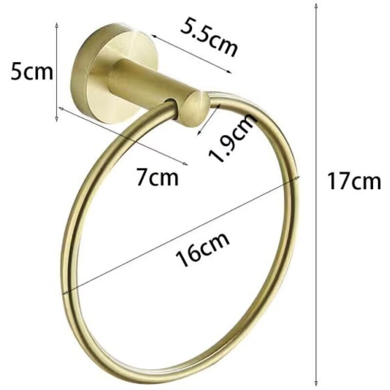 Moderner, Wandmontierter Handtuchring Aus Edelstahl 304, Gebürstete Goldoberfläche – Elegantes Design Fürs Badezimmer