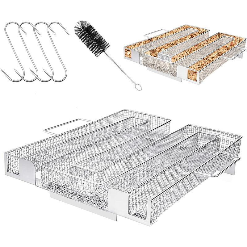 Edelstahl-kaltrauchgenerator Für Professionelle Räucherbetriebe, Pellet-räucherbox Zum Räuchern Von Fleisch, Fisch, Grillgut, Gemüse, Bbq, Mit Reinigungsbürste Und Haken (m)