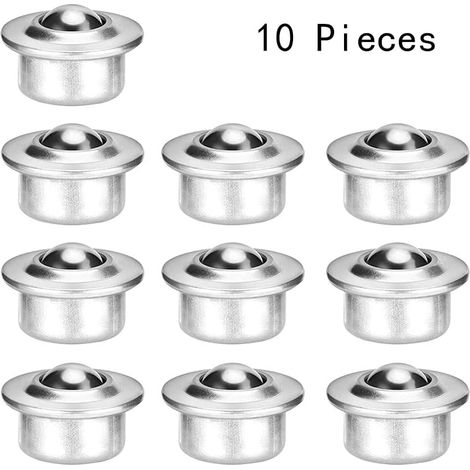 10 Stück Möbelkugellagerrollen, Kugelrollen, Schwenkkugellagerrollen, Kugellagerrollen, Für Laufbänder, Möbel, Sofas, Kühlschränke, Mobil (silber)