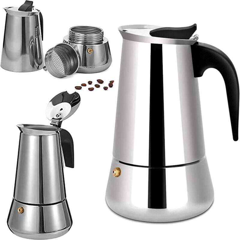 Italienische Kaffeemaschine Für 12 Tassen Aus Edelstahl – Geeignet Für Alle Herdarten – Ergonomisches Design Für Aromatischen Kaffee