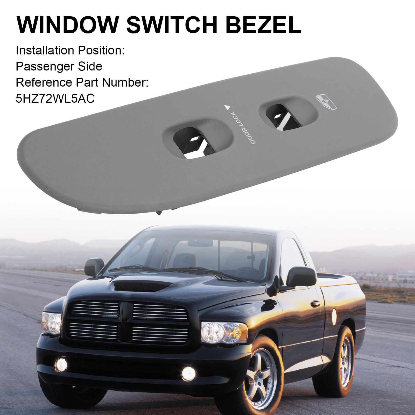 Fensterheberschalterabdeckung 5hz72wl5ac Beifahrerseite – Graue Abs-türblende