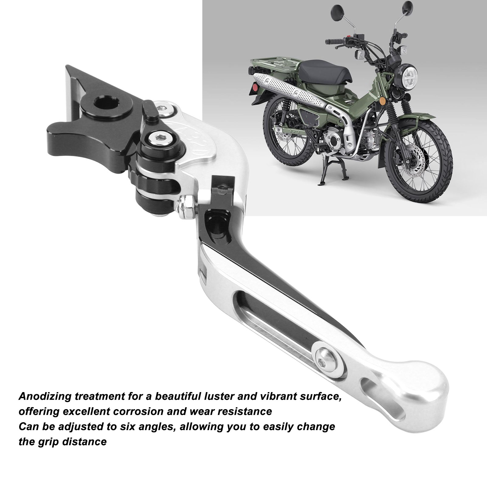 Cnc-gefräste, Einziehbare Bremshebel Aus Aluminium T6063 Für Honda C125 Super Cub 110, Ct125 Hunter Cub, Dax125, St125 – 6 Positionen, Silber
