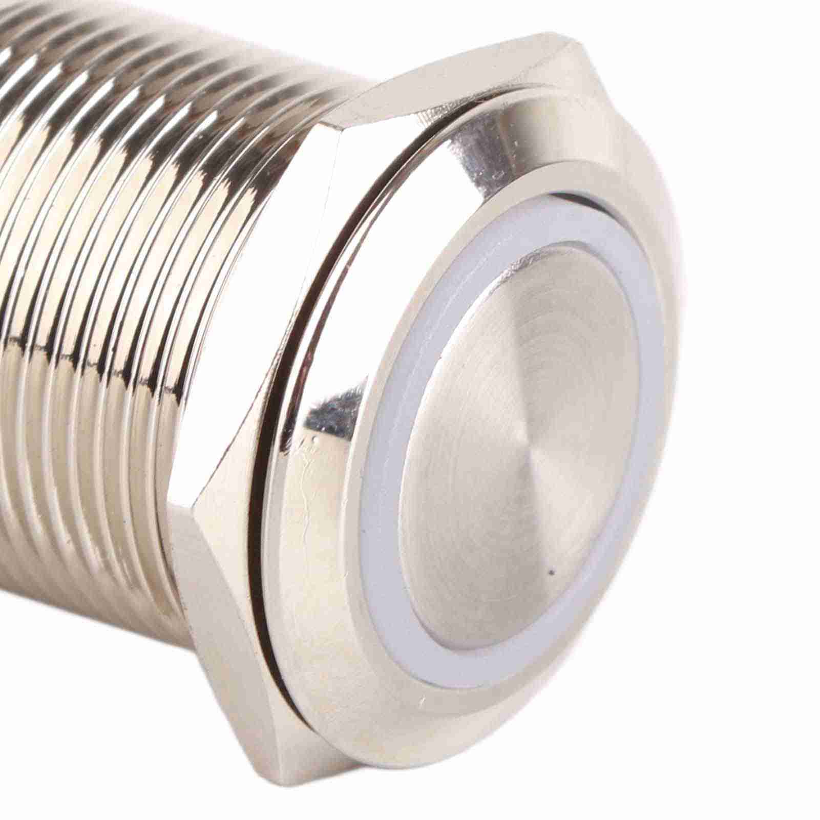 Rastknopfschalter Mit Weißer Led-beleuchtung, Ip65 Wasserdicht, Edelstahl, 19 Mm