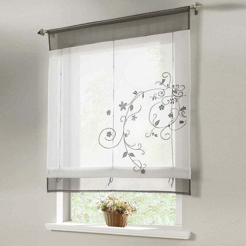 Romantischer Vorhang Mit Ösen Für Küche Oder Balkon – Grau, 80 X 120 Cm, Leichter Und Blickdichter Stoff