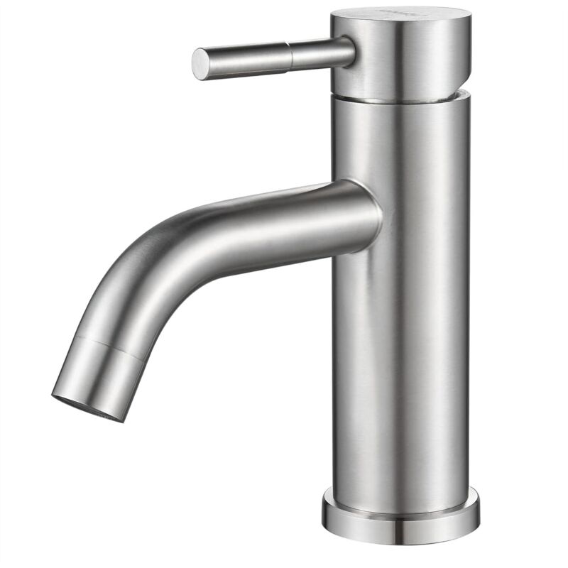Single-hole Bathroom Faucet, Single-handle Brushed Nickel Bathroom Sink Faucet, Modern Stainless Steel Commercial Basin Faucet (without Drain)