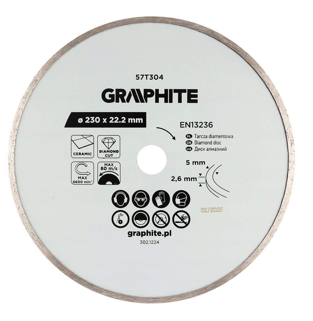 Diamantscheibe Graphite 57t304 Nassschnitt 230 Mm