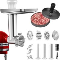 Kitchenaid Fleischwolf-aufsatz (1-teilig), Verstellbare Rohre + Mahlscheiben + Hamburgerpresse Für Multifunktionalen Fleischwolf