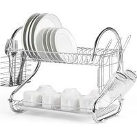 1 X Abtropfgestell Aus Edelstahl, 2 Ebenen Mit Wasserauffangschale, Für Teller, Tassen, Besteck, Moderne Küche