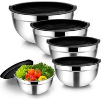 5-teiliges Set Aus Edelstahl-rührschüsseln, Stapelbare Salatschüsseln Mit Luftdichten Deckeln, Für Das Tägliche Kochen Und Die Aufbewahrung Von Lebensmitteln
