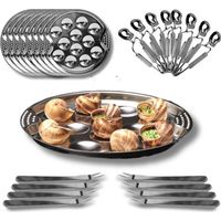 8-teiliges Schnecken-servierset Aus Edelstahl, Bestehend Aus 12-loch-tellern, Zange Und Spießen, Ideal Für Festliche Abendessen Und Raffinierte Verkostungen