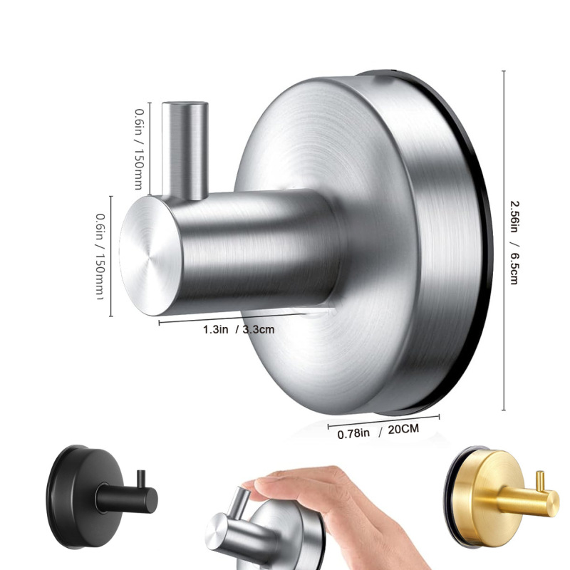 Saugnapfhaken Aus Edelstahl (ohne Bohren) – Silber, 4er-set
