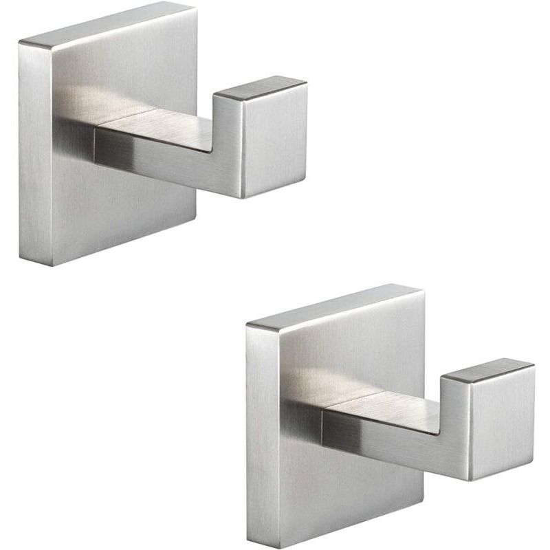 Wandhandtuchhaken Aus Edelstahl – 2er-set, Silbernes, Quadratisches Design, Für Bad Und Küche