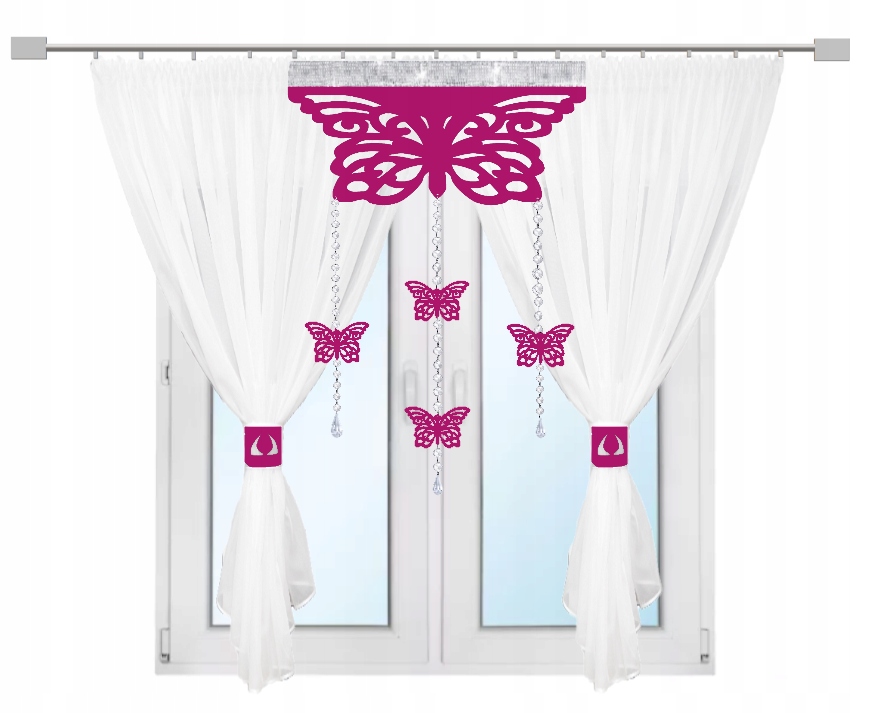 Moderner Vorhang Butterflies Wohnzimmer Schlafzimmer Gardine Ażur Glamour 300x150