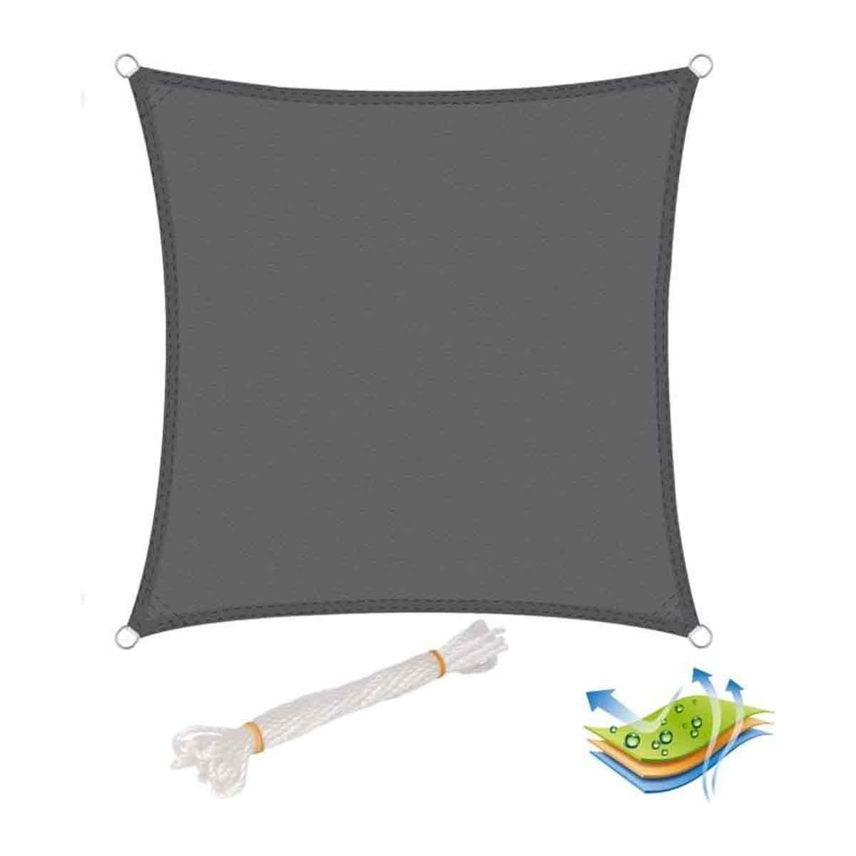 Quadratisches Sonnensegel Aus Polyester, Sonnenschutz Mit Uv-schutz Für Garten Oder Camping, 2 X 2 M, Grau