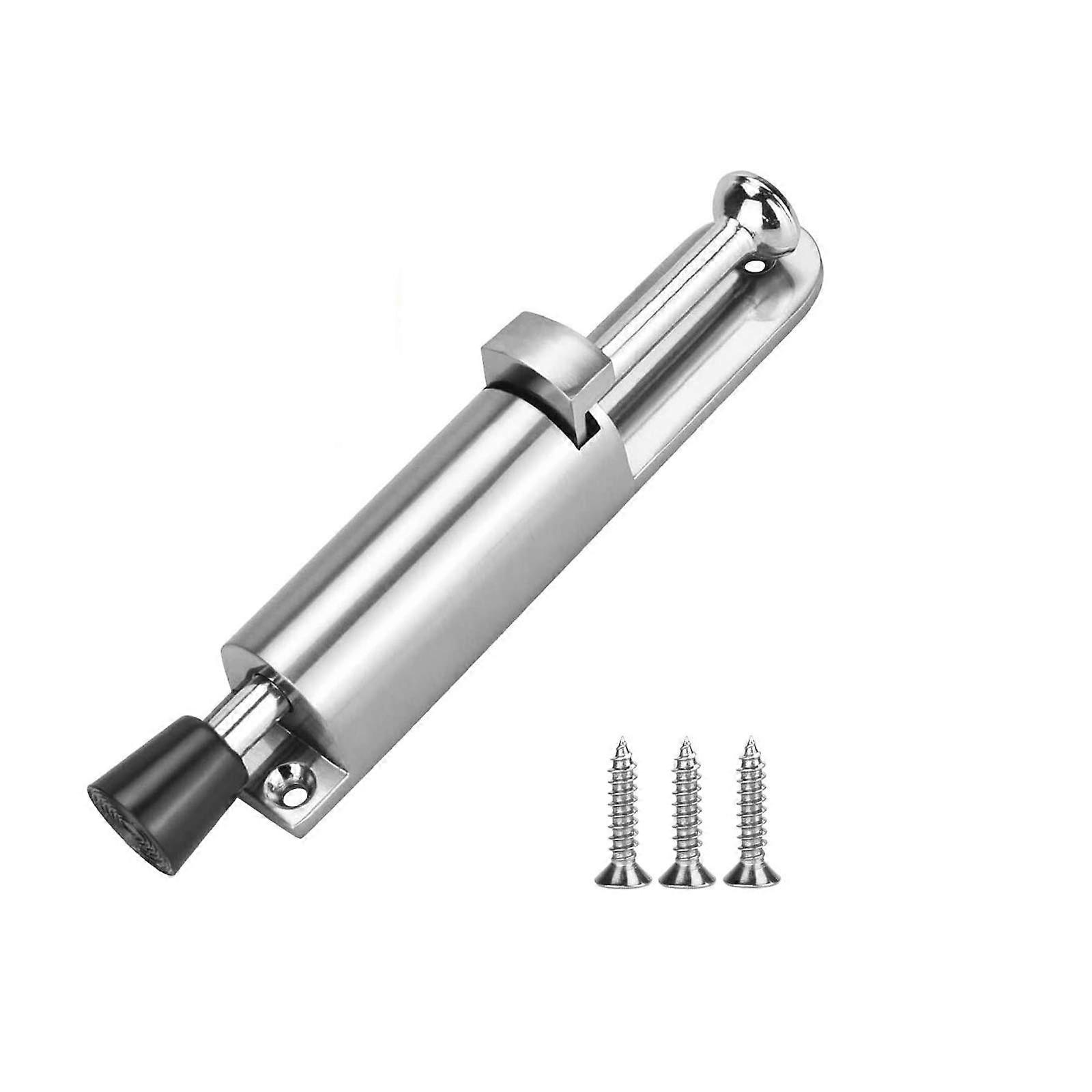 Robuster Türstopper Mit Feder, Türstopper Aus Zinklegierung Für Den Innen- Und Außenbereich, Pedal, Gebürstetes Silber
