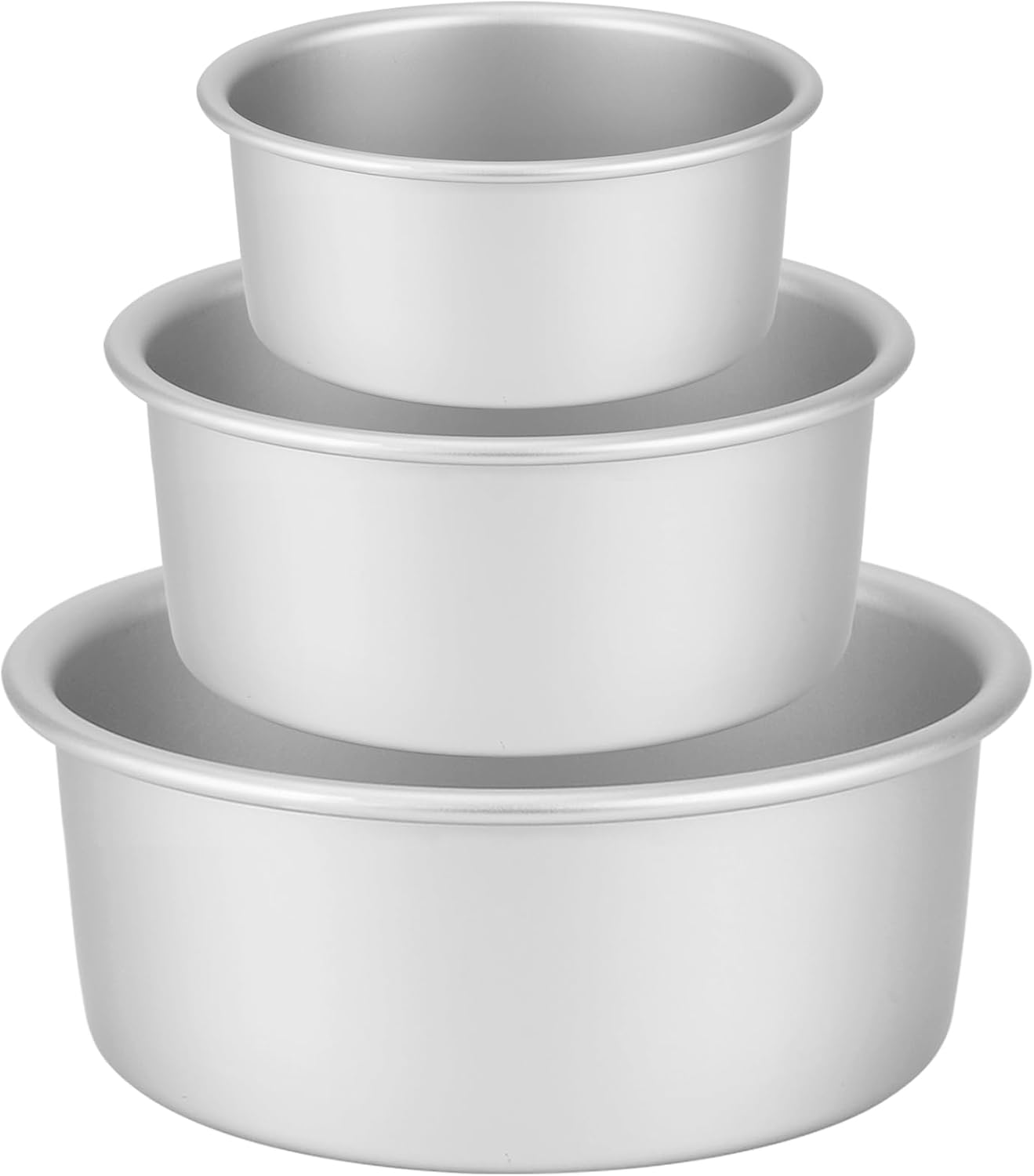 Set Aus 3 Runden Kuchenformen (ø 15/20/26 Cm), Professionelle, Eloxierte Aluminium-schichtkuchenform Mit Herausnehmbarem Boden, Silber - 6"+8"+10