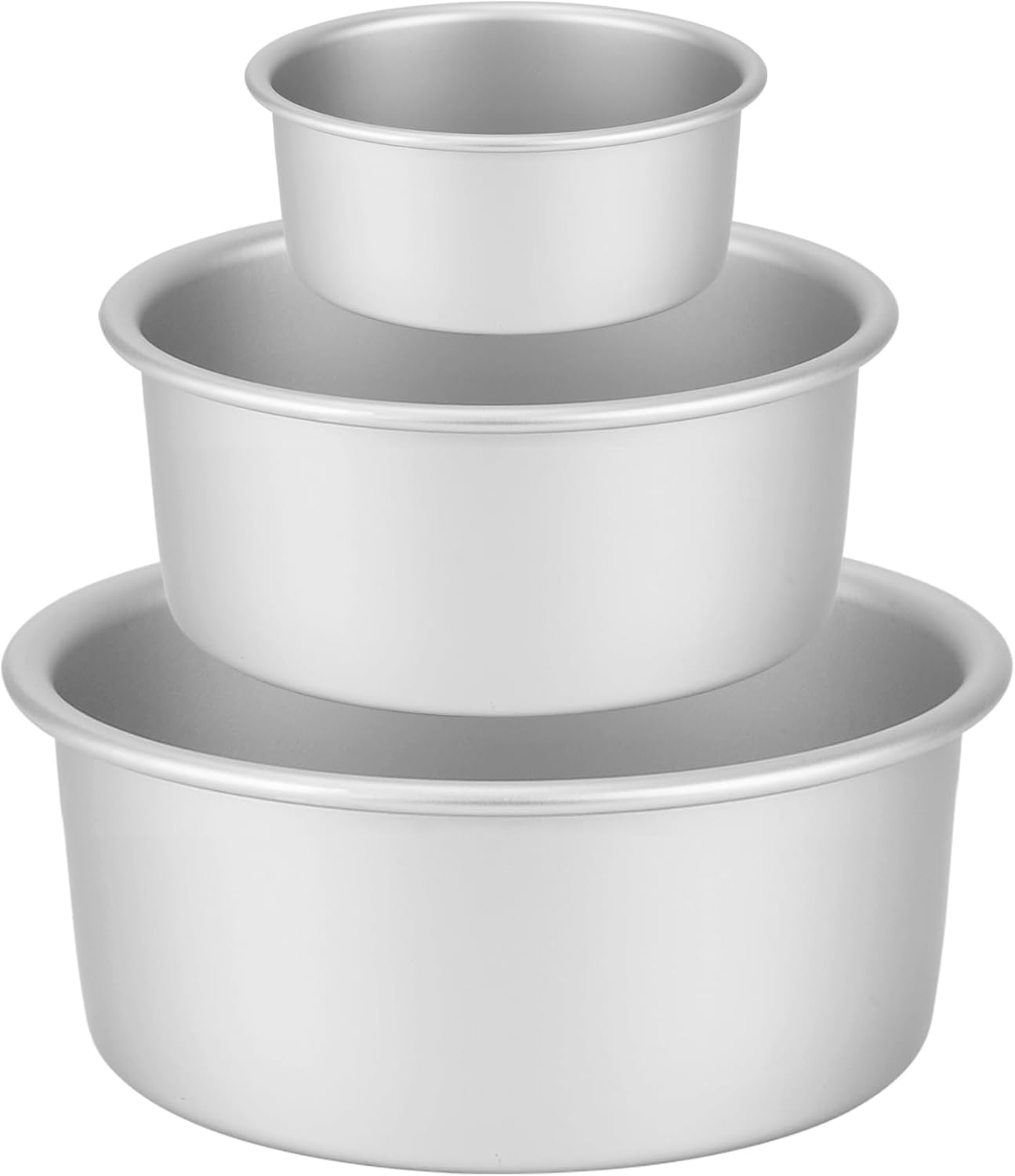 Set Aus 3 Runden Kuchenformen (ø 10/15/20 Cm), Professionelle, Eloxierte Aluminium-schichtkuchenform Mit Herausnehmbarem Boden, Silber - 4"+6"+8