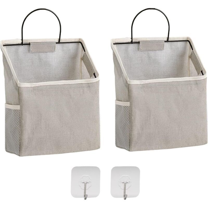 Hängende Organizer-taschen Aus Baumwolle Und Leinen – 2er-set, Grau, Für Kleiderschrank, Badezimmer Oder Schlafzimmer