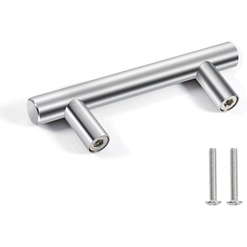 Silberne Edelstahl-möbelgriffe, 10er-set, 64 Mm Lochabstand, Moderne Griffoberfläche
