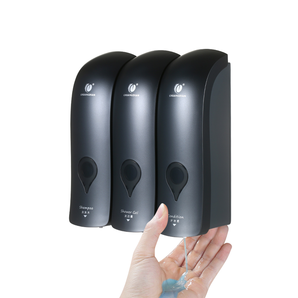 Manueller Seifenspender Mit 3 Kammern À 300 Ml/10,2 Oz, Wandmontage Für Duschgel, Shampoo, Lotion – Abs, Weiß, Grau, Gold, Champagner