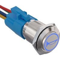 1 Hupen-druckknopfschalter, 16 Mm, Blaue Led, 12 V, Ip65 Wasserdicht, Edelstahl, Für Auto, Lkw, Boot