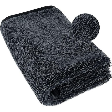 Professionelles Xxl-mikrofasertuch Zur Autoreinigung (90 X 60 Cm), Hocheffizient, Kratzfest, Polierend, Extrem Saugfähig Und Schnelltrocknend. Farbe: Grau.