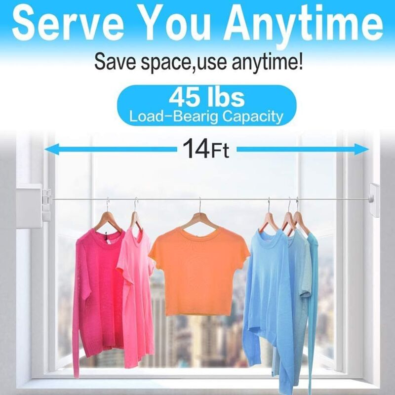 Einziehbare Wäscheleine 2 X 4,2 M, Für Drinnen Und Draußen – Wandmontage, Edelstahl, Robust, Silber