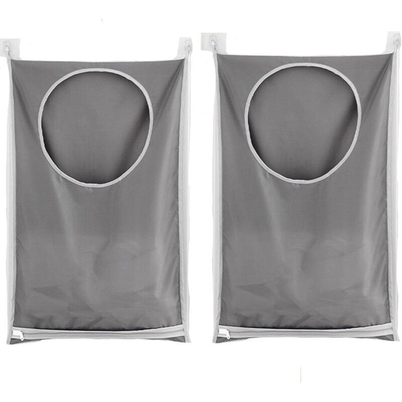 2 Große, Hängende Wäschesäcke Aus Grauem Polyester – 2er-set, Ideal Für Badezimmer, Studentenwohnheim Und Kleiderschrank