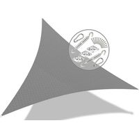 Dreieckiges Sonnensegel Aus Hdpe – Grau – 19-teiliges Montageset – 3 X 3 X 3 M
