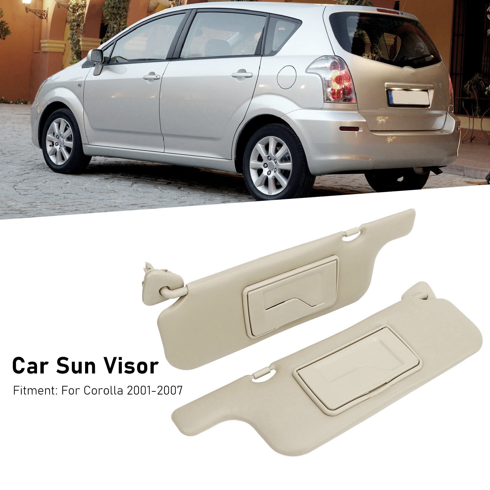 Sonnenschutzblenden Mit Kosmetikspiegel, Grau - 2 Stück - Passend Für Toyota E120/e130 2001-2007