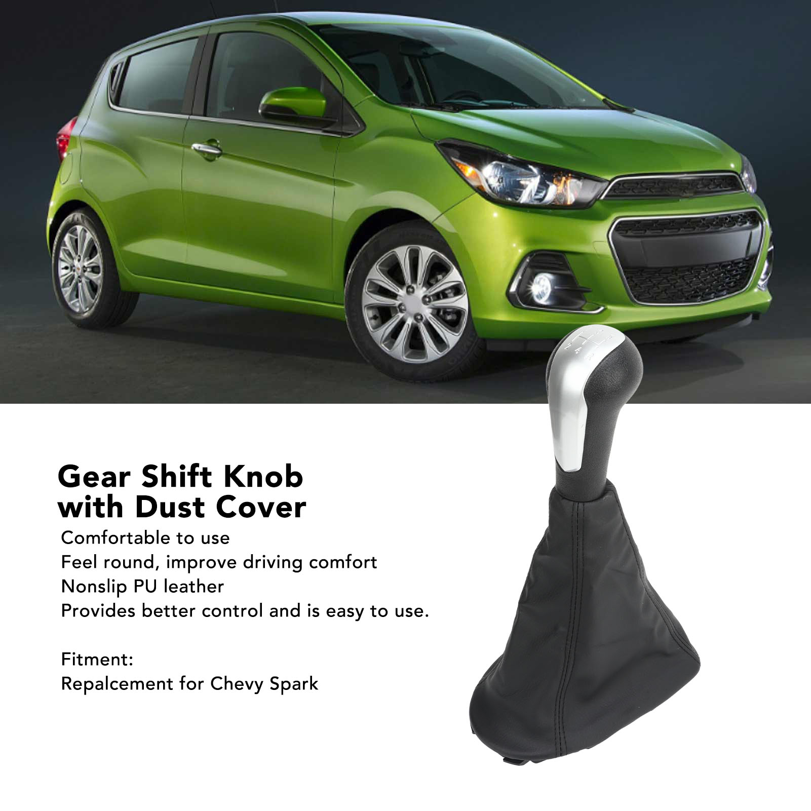 Schalthebel-set Mit Lederbezug Und Silbernem Knauf – Kompatibel Mit Chevrolet Spark