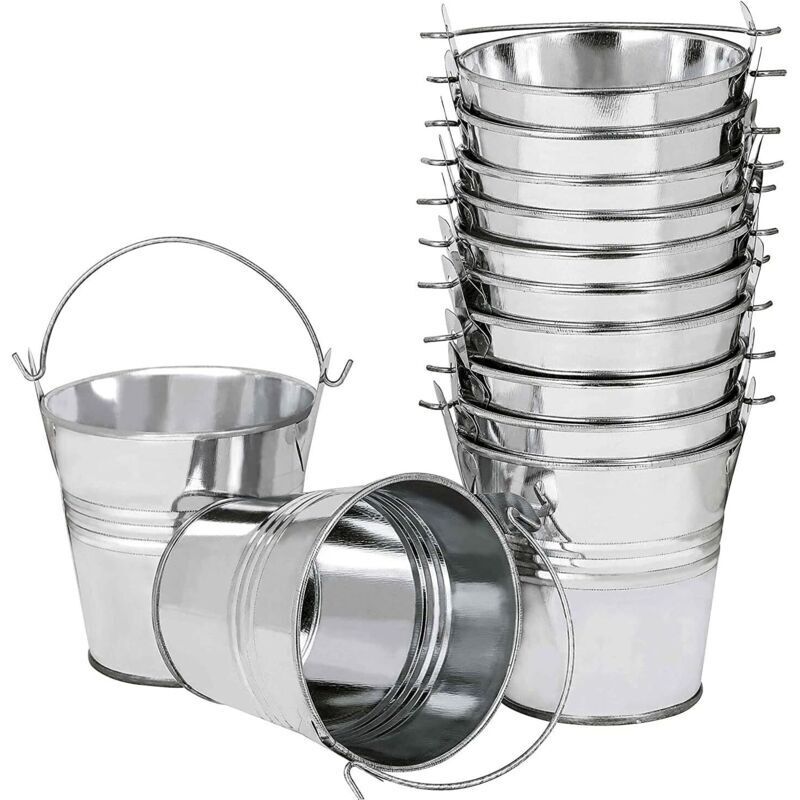 Bardusch – 12 Mini-hängeblumentöpfe Aus Metall, 6 Cm Hängeblumenkübel Mit Abnehmbarem Griff Für Balkon, Zaun, Garten, Innendekoration (silber)