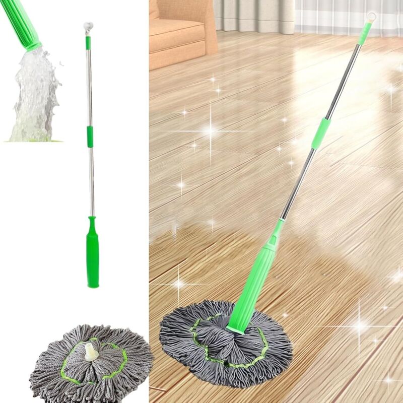 Trockenwischmopp – 2-in-1-modell – Ultra-absorbierendes Mikrofasertuch – 360° Drehbar