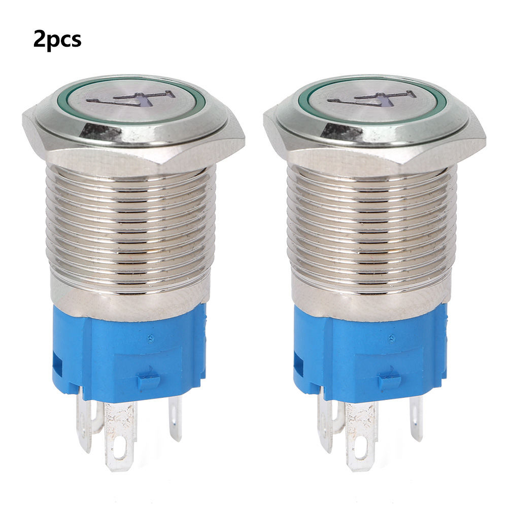 5-poliger 16-mm-metall-drucktaster Mit Grüner Led, 12-v-gleichstromanschluss Und Selbstrückstellfunktion